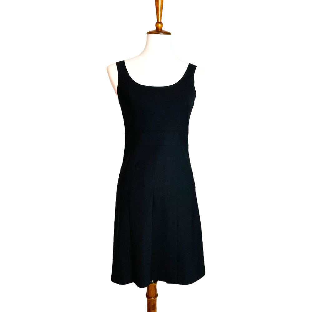🍀 THEORY Blk Sleeveless Pleated Cocktail LBD Dress Women's XS - READ